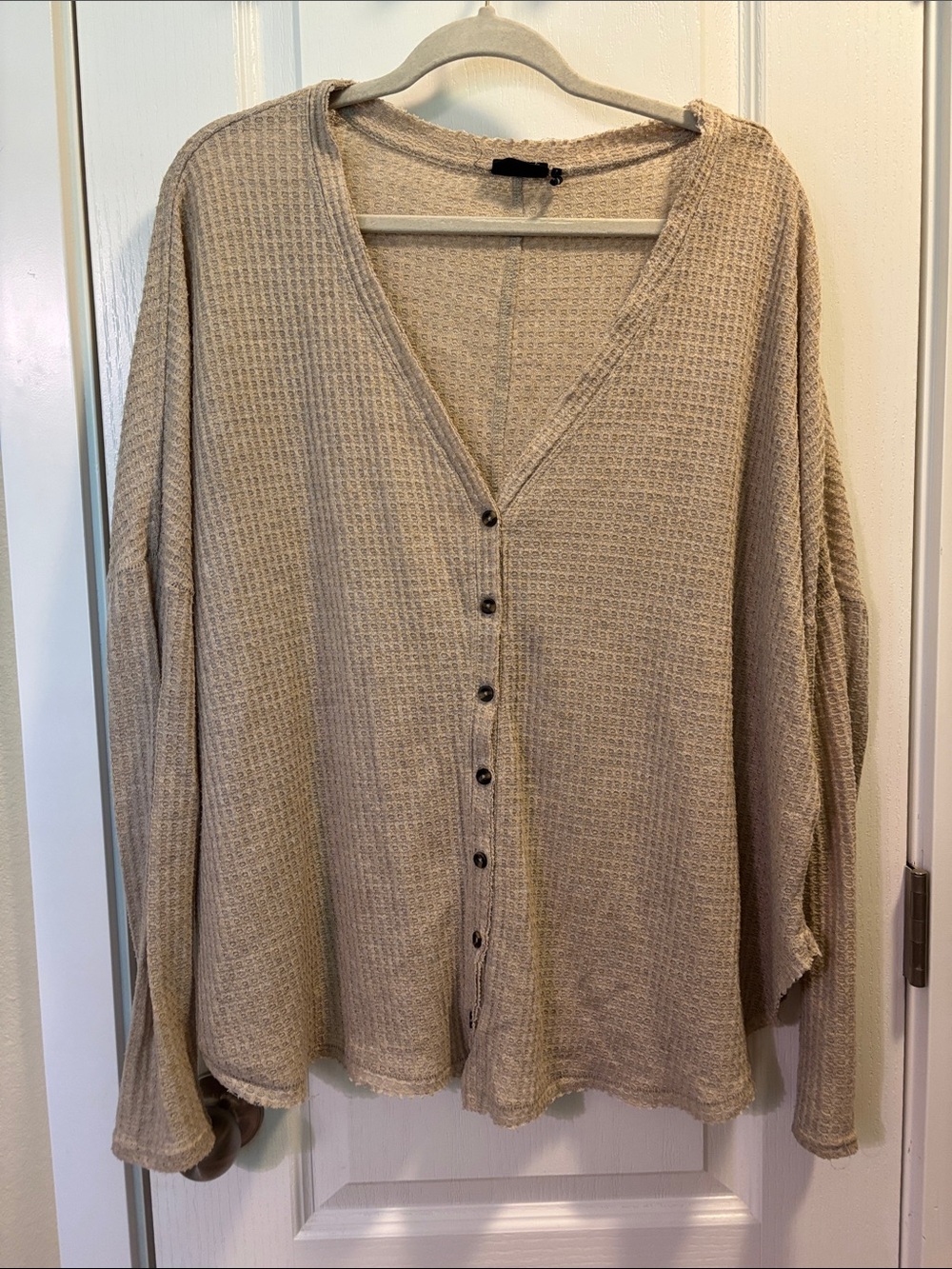 Urban Outfitters Beige Waffle Knit Button-Up Cardigan